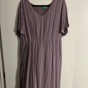 Dip Purple Flutter Sleeve V-Neck Midi Sundress